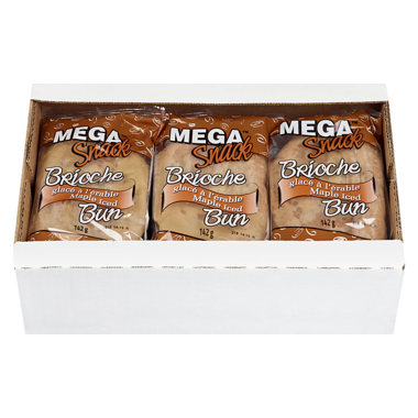 Mega Snack Maple Iced Brioche Buns Case, 9ct x 142g/5oz, (Imported from Canada)