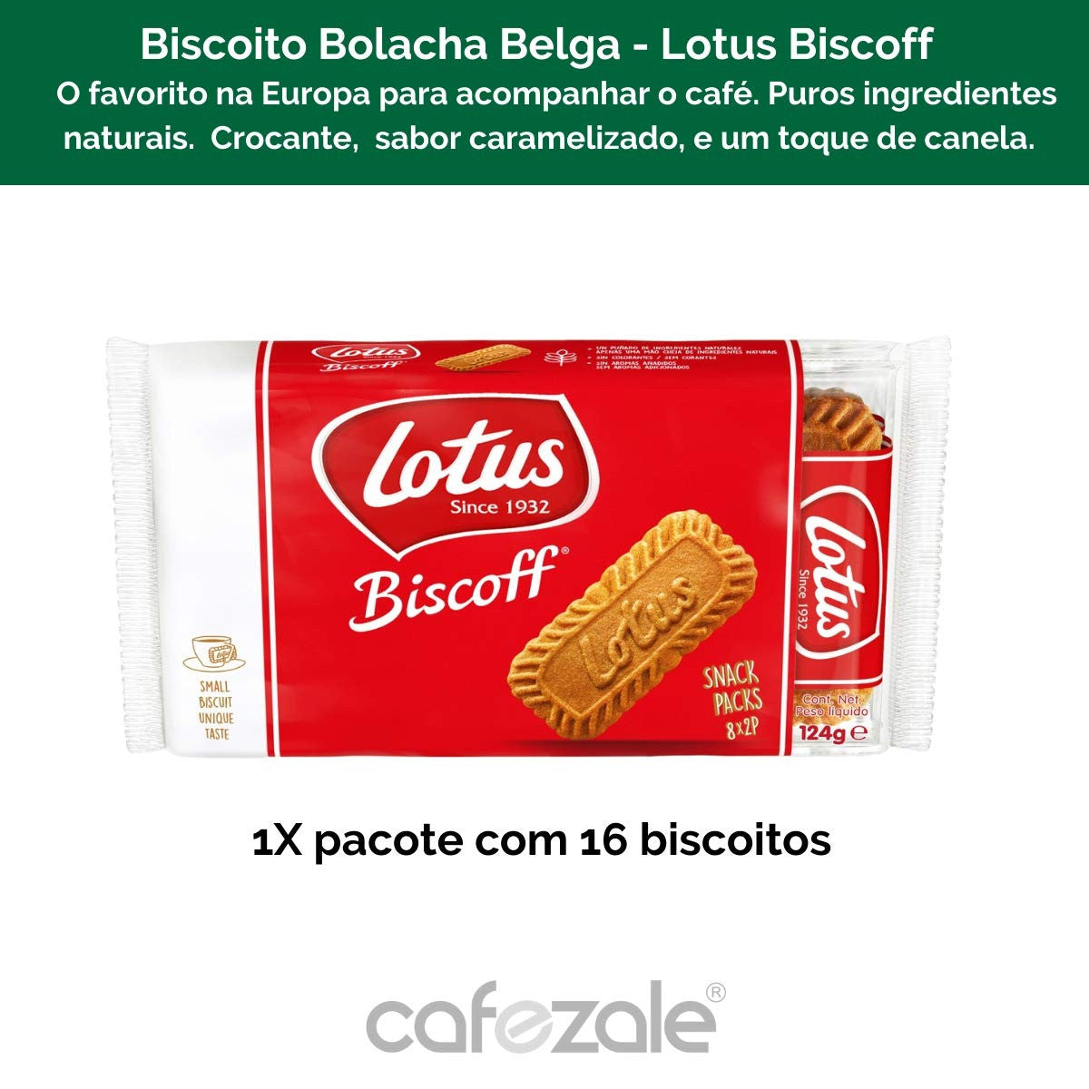 Lotus Biscoff Pocket Pack - 8 Pockets X 2 Biscuits, 124g/4.4 oz., {Imported from Canada}