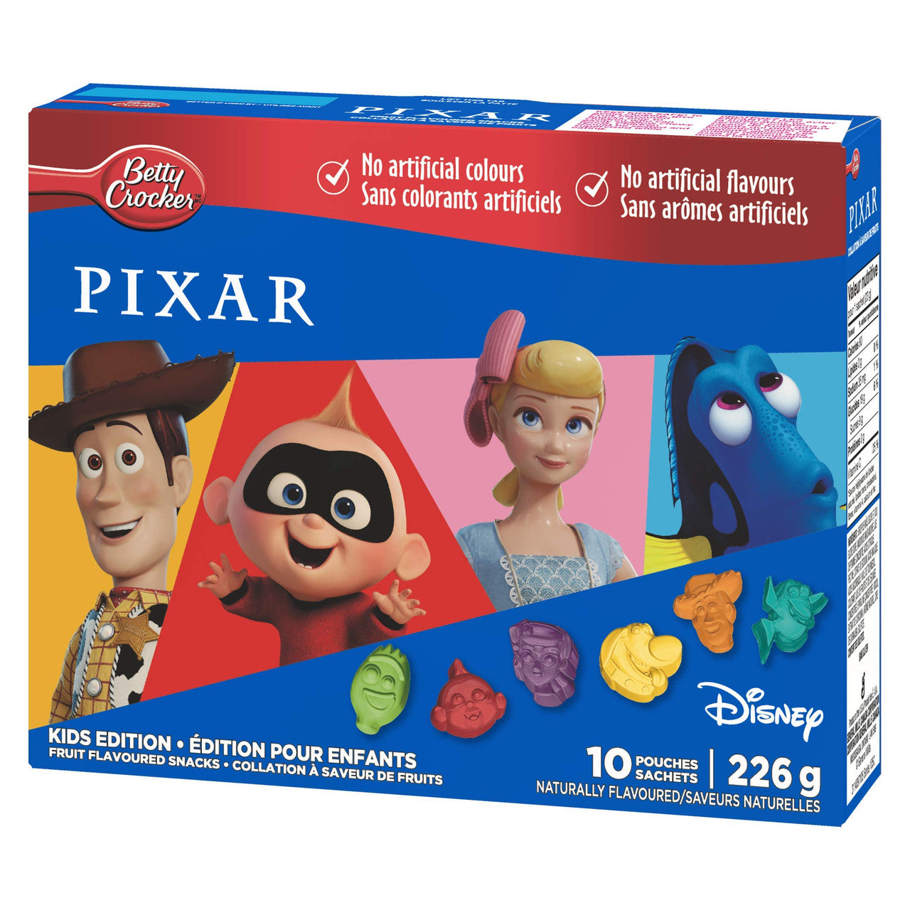 Betty Crocker Gluten Free Pixar Fruit Snacks, 10 Pouches, 226g/8 oz., {Imported from Canada}