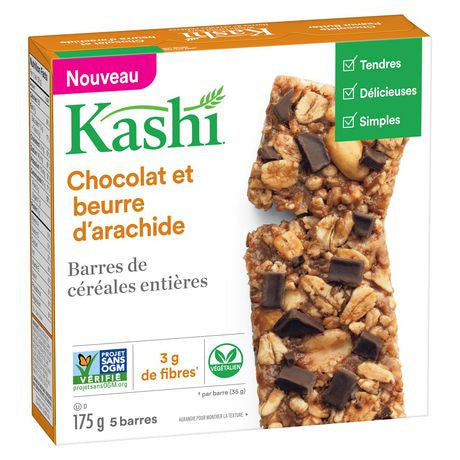 KASHI Whole Grain Bar, Chocolate Peanut Butter, 175g/6.2 oz., 5 bars, {Imported from Canada}
