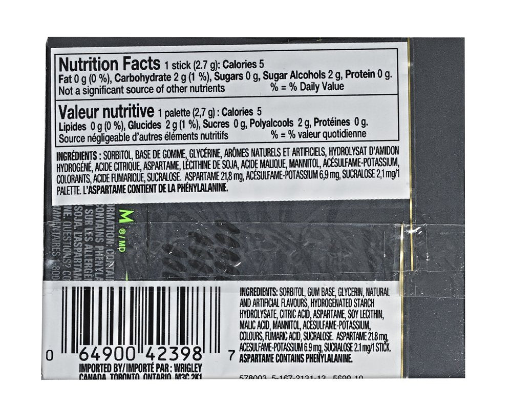 Wrigley 5 Prism Electric Watermelon Sugar Free Gum, 10ct x 15pcs, (Imported from Canada)