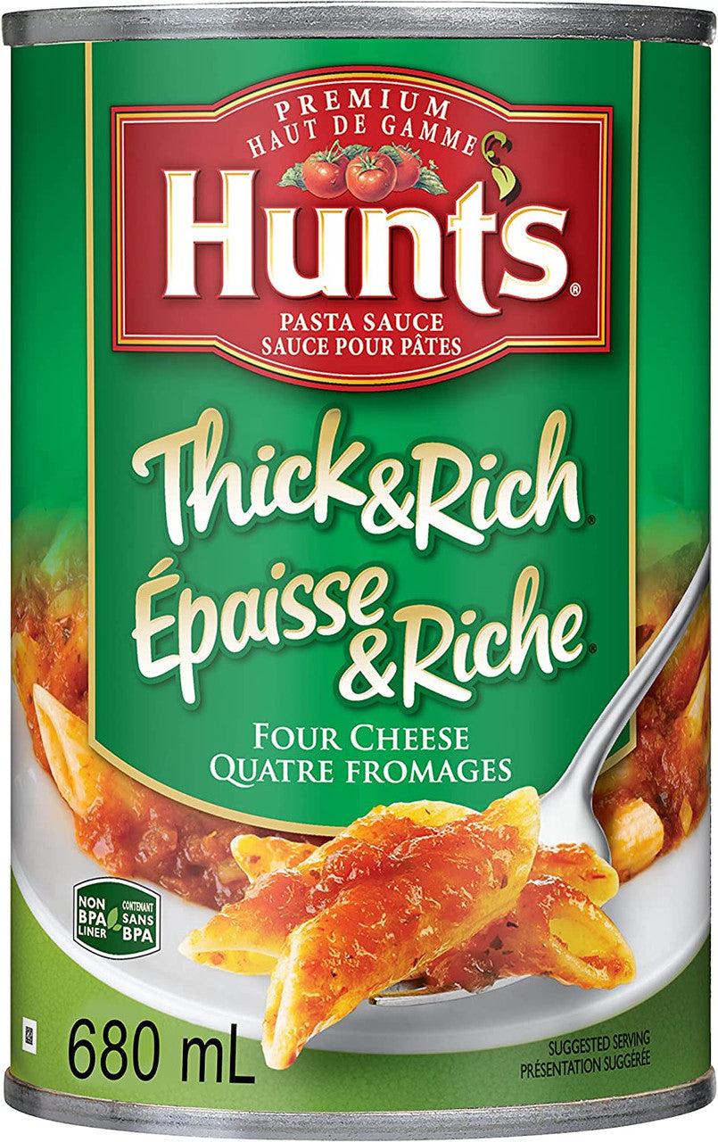 Hunt's Four Cheese Thick & Rich Premium Pasta Sauce, 680ml/23 fl. oz., {Imported from Canada}