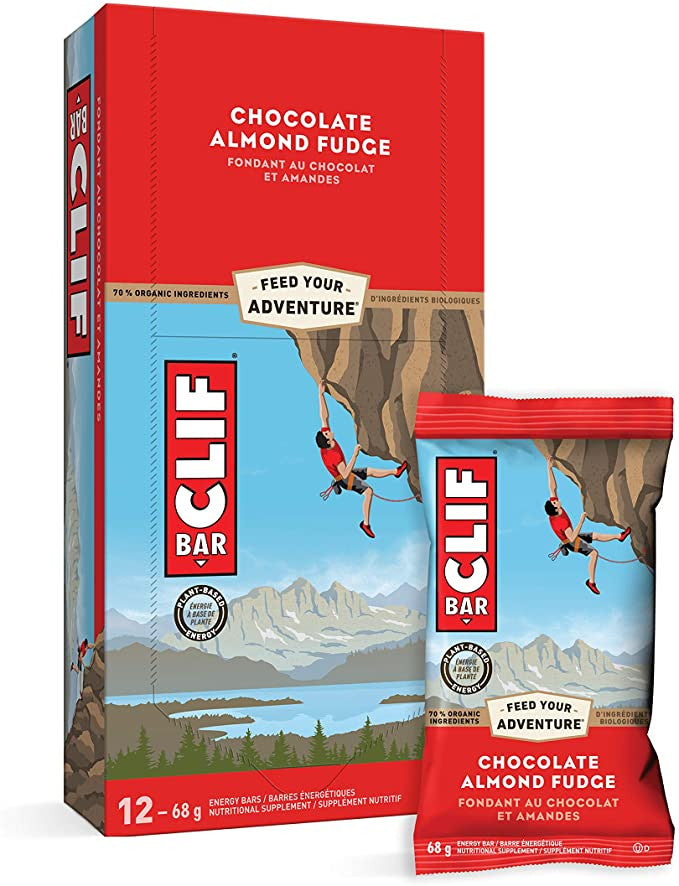 Clif Nutritional Supplement Energy Bars, Chocolate Almond Fudge Flavor, 12 Bars x 68g {Imported from Canada}