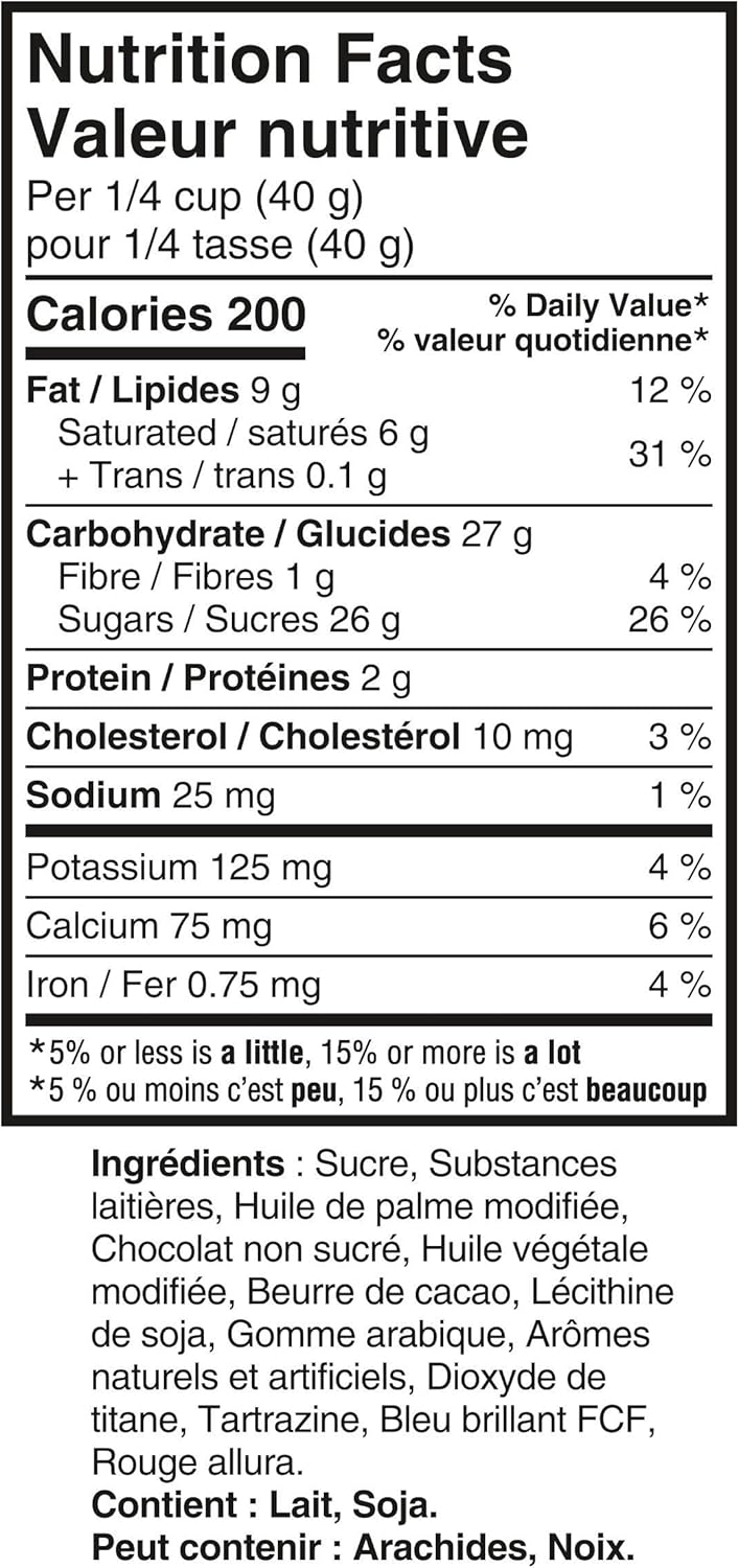 Cadbury Mini Eggs, Share size, 342g/12.1 oz - Nutrition facts & Ingredients Label French