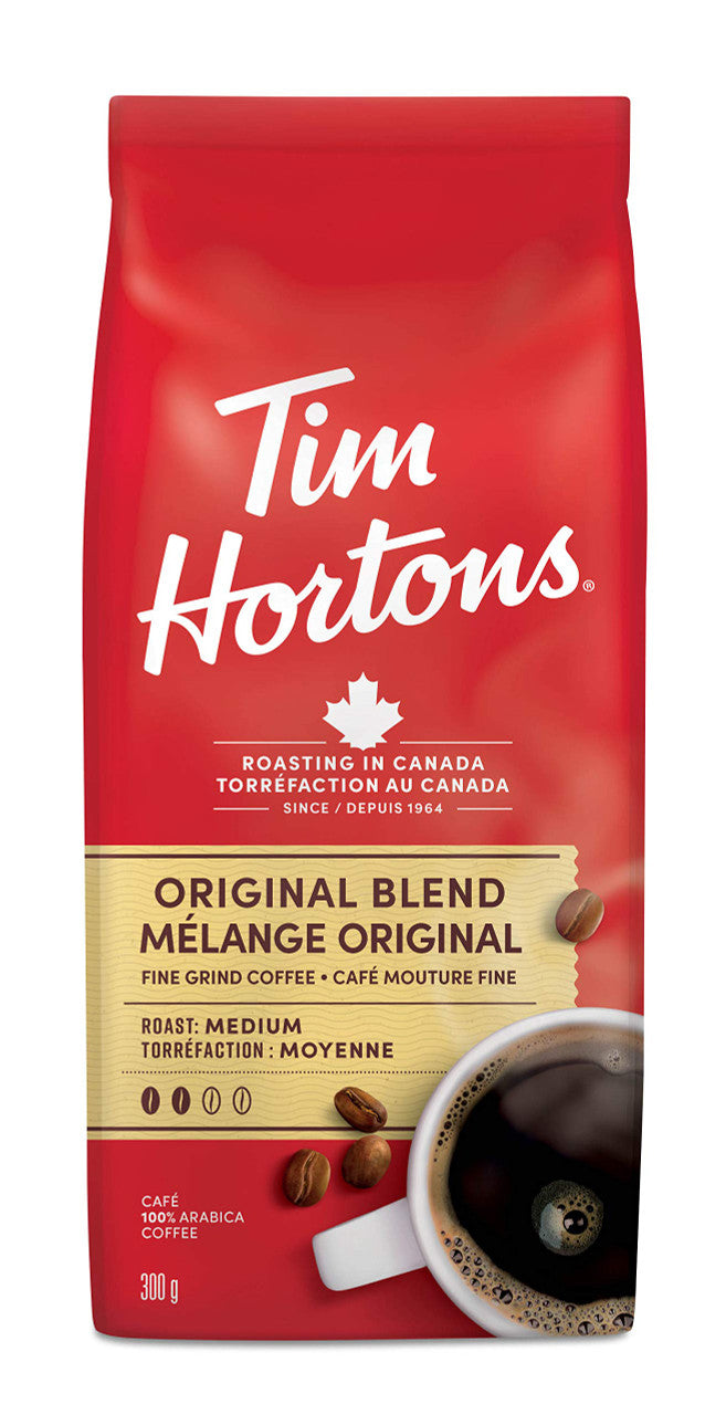 Tim Hortons Original Coffee, Fine Grind, Medium Roast, 300g/10.6oz., (6pk) (Imported from Canada)
