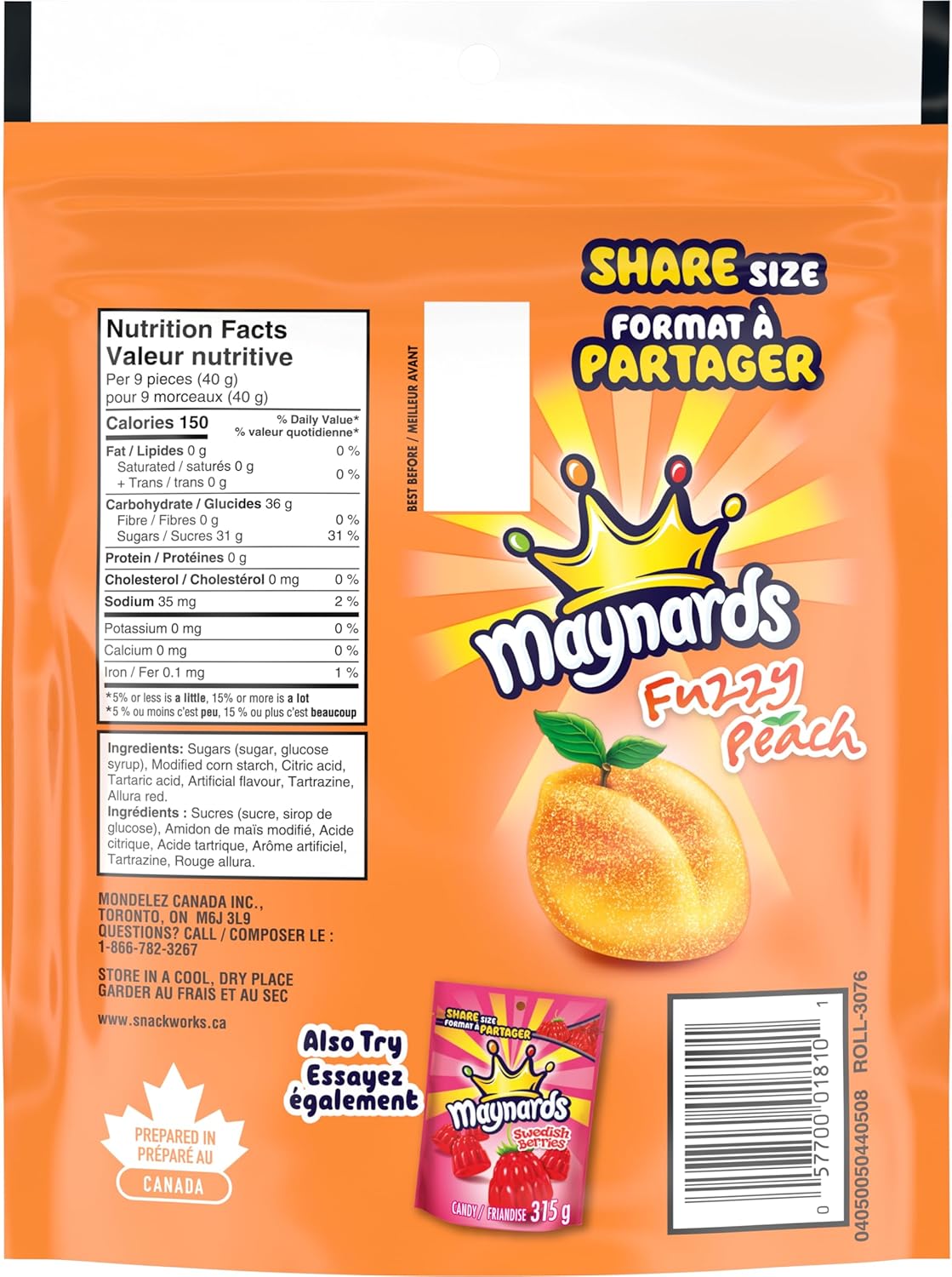 Maynards Fuzzy Peach Candy, 308g/10.8 oz