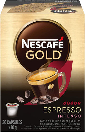 Nescafé Gold Espresso Intenso Capsules, K-Cups, 30 Count, 1 Box {Imported from Canada}