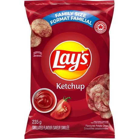 Canadian Lays Ketchup Flavour Chips [1 Large Family Size Bag]