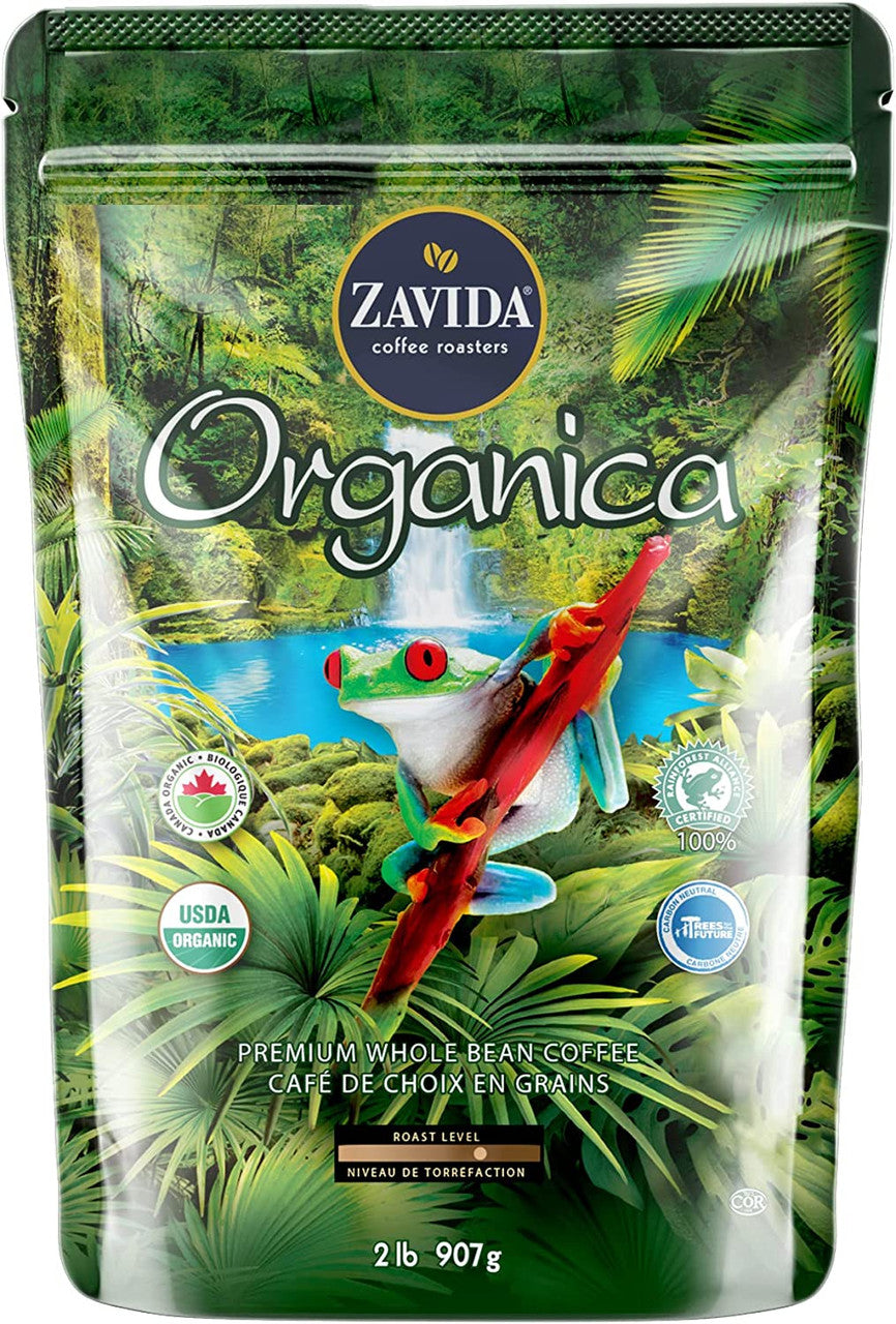 Zavida Organica Premium Whole Bean Coffee, Medium Dark Roast, 907g/2 lbs. Bag {Imported from Canada}