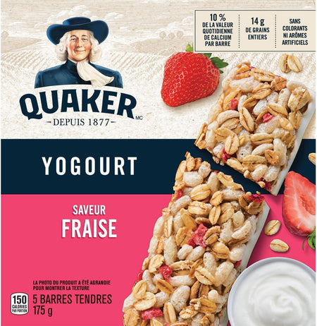 Quaker Yogurt Strawberry Granola Bars, 5-count, 175g/6 oz. Box {Imported from Canada}