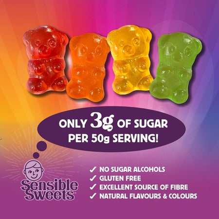 Sensible Sweets Fruity Bears Gummies label.