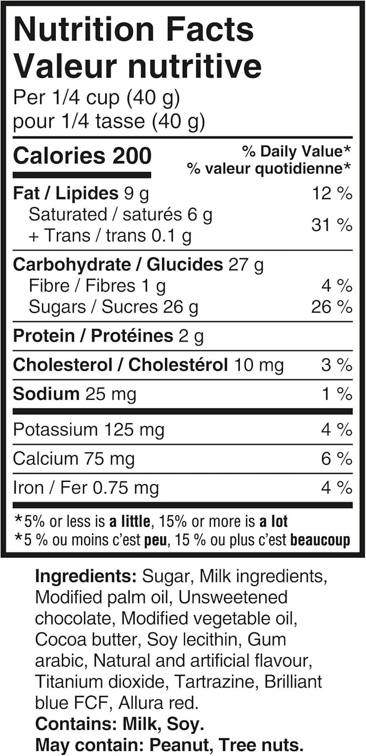 Cadbury Mini Eggs, Share size, 342g/12.1 oz - Nutrition facts & Ingredients Label