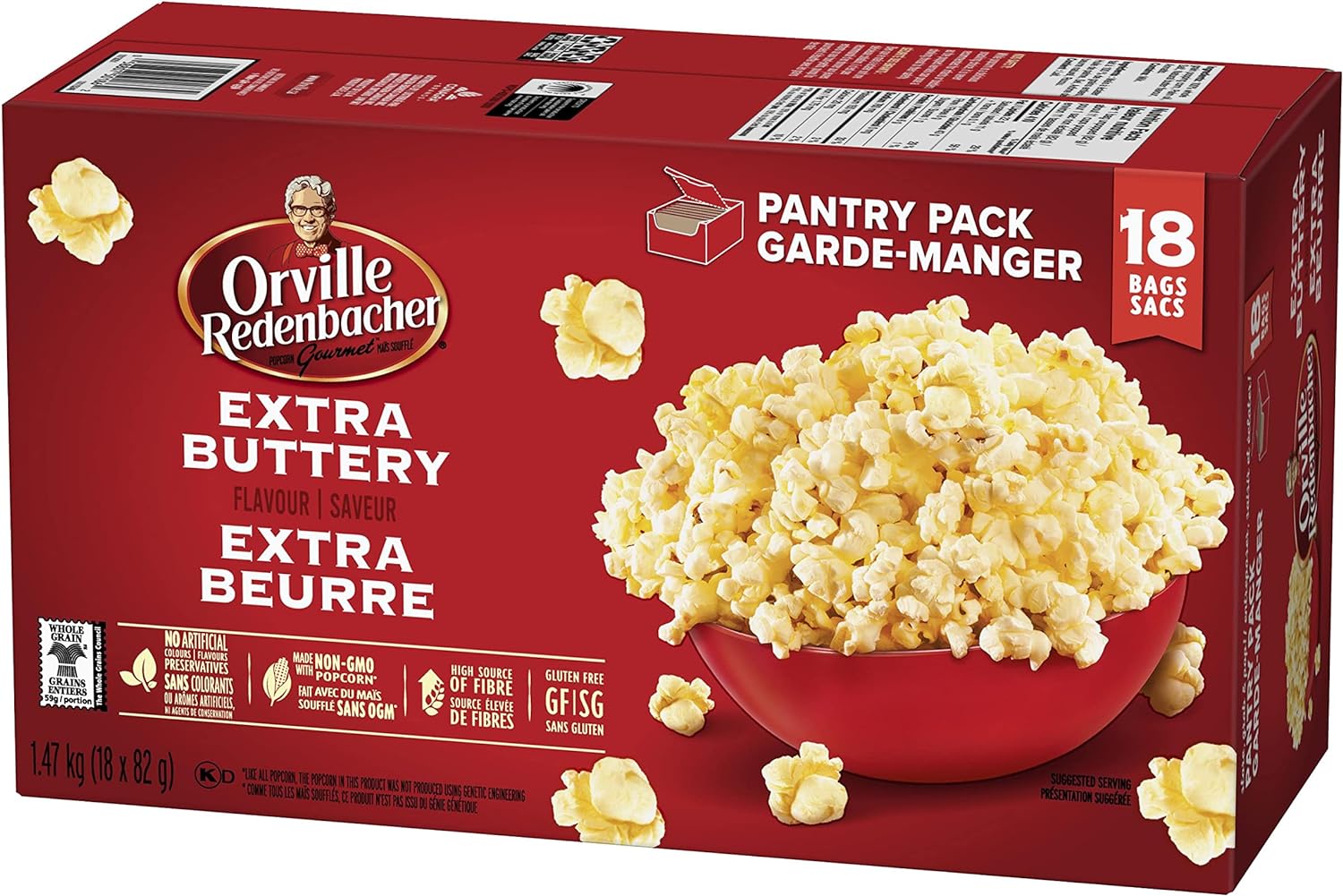 Orville Redenbacher Popcorn, Microwave Extra Buttery, Popping Corn Bags, 18pk, 1.47kg/3.2 lb