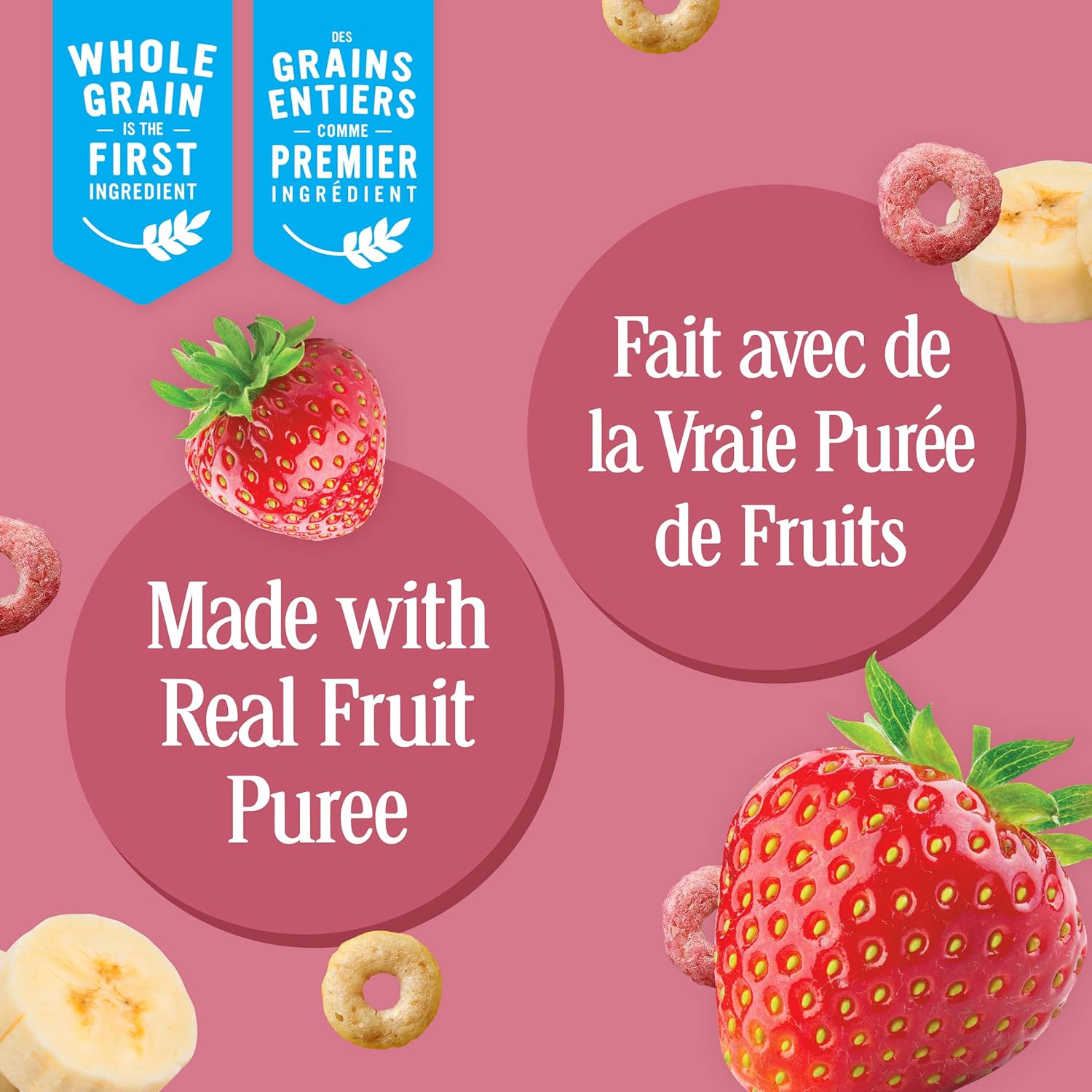 Cheerios Strawberry Banana Cereal, With Happy Hearts Shapes, 317g/11.1 oz