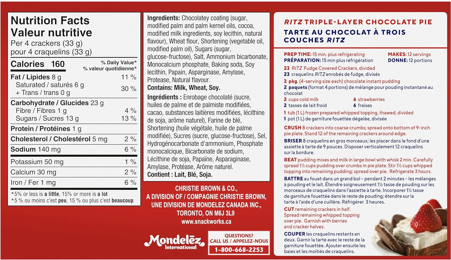 Christie Ritz Fudge Covered Crackers, 212g/7.4 oz