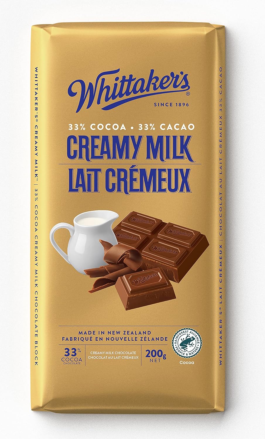 Whittaker's 33% Cocoa Creamy Milk Chocolate Bar, 200g/7 oz. Bar