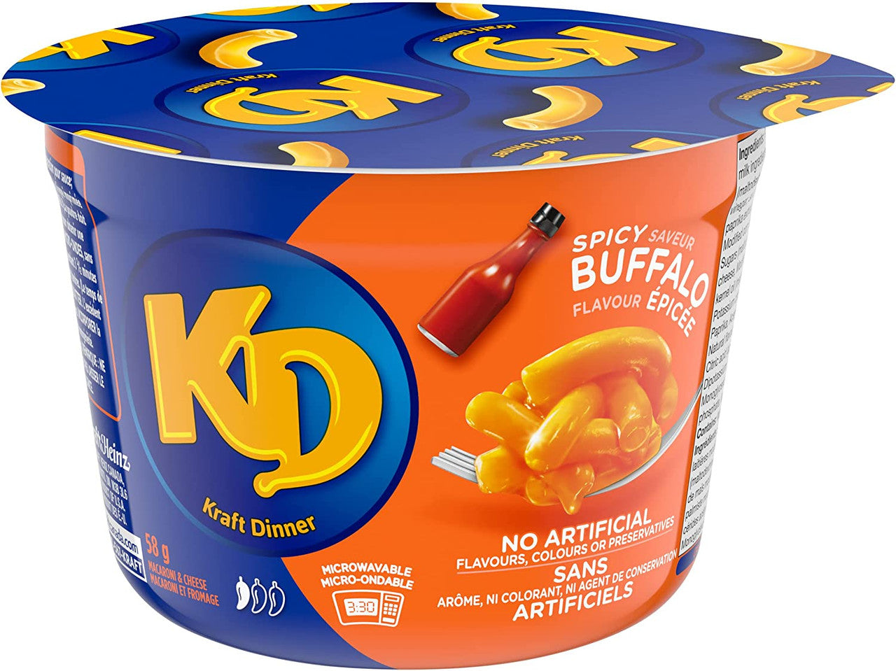 KD Kraft Dinner Spicy Buffalo Flavor Snack Cups, 58g/2 oz. 1 Cup (Imported from Canada)