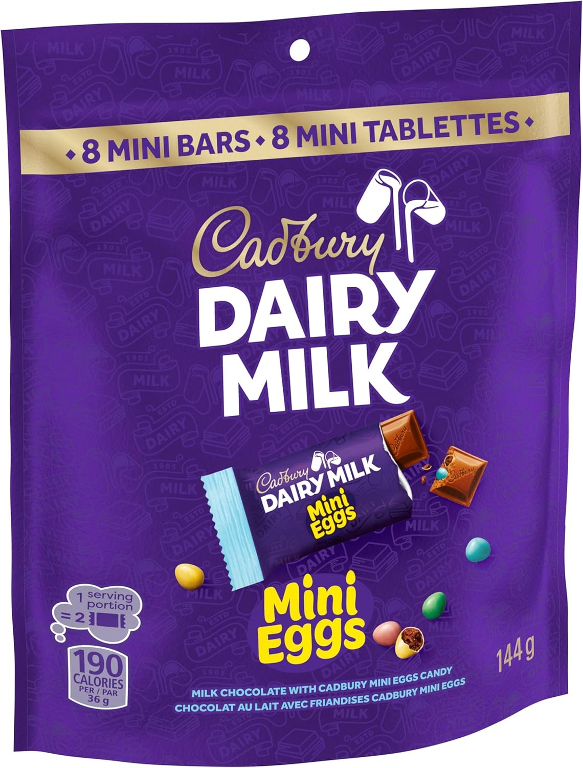 Cadbury Dairy Milk Mini Eggs Chocolate, 8 Mini Bars, 144g/5.1 oz