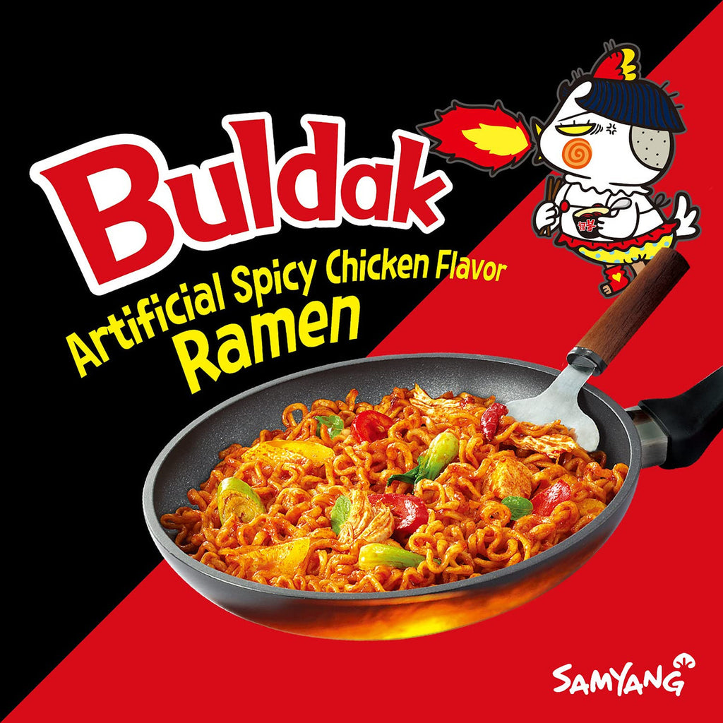 Samyang Buldak Korean Hot Spicy Chicken Stir-Fried Ramen Noodles, 700g/24.7 oz. (5 x 140g/4.9 oz.), Bag {Imported from Canada}