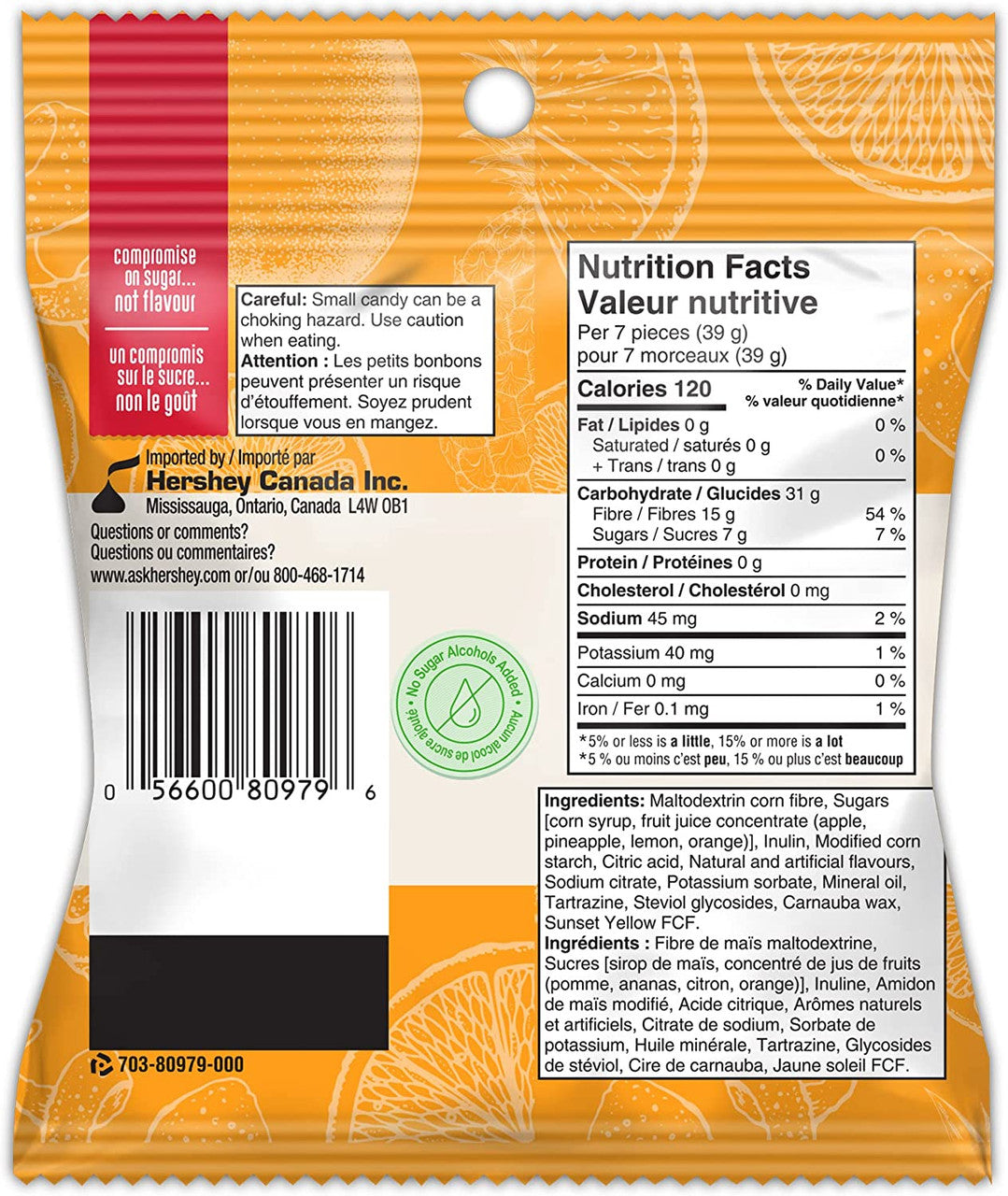 Twizzlers Press'd Fruit Gummies, Orange, Pineapple & Lemon Flavors, 100g/3.5 oz., Bag {Imported from Canada}