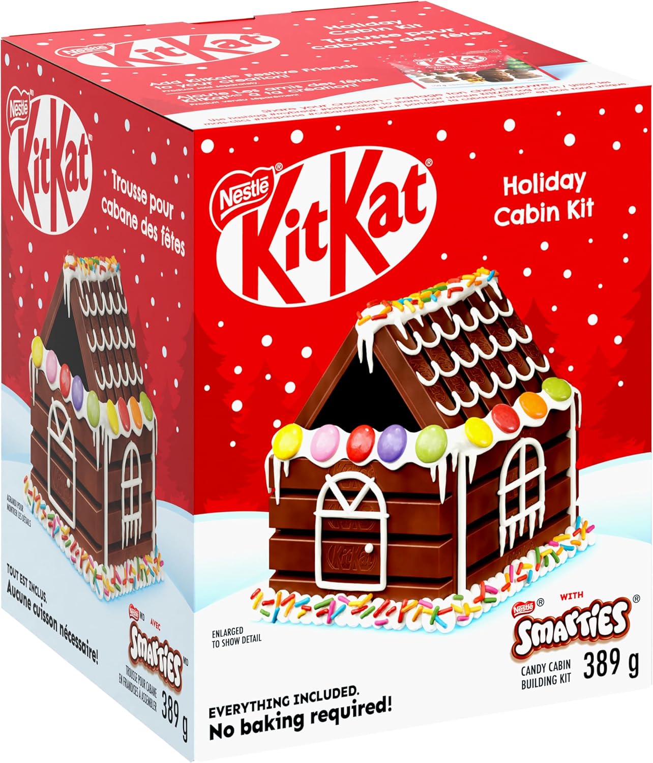 Side of Nestle Kit Kat Holiday Cabin Building Kit, 389g/13.7 oz., Box