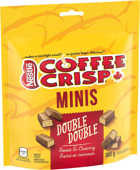 COFFEE CRISP Minis Double Double, Sweet & Creamy Milk Chocolate Bars – 180g/6.3 oz. - Front