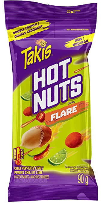 Takis Hot Nuts Flare, Double Crunch, Peanuts 90g/3.15 oz., 12pk {Imported from Canada}