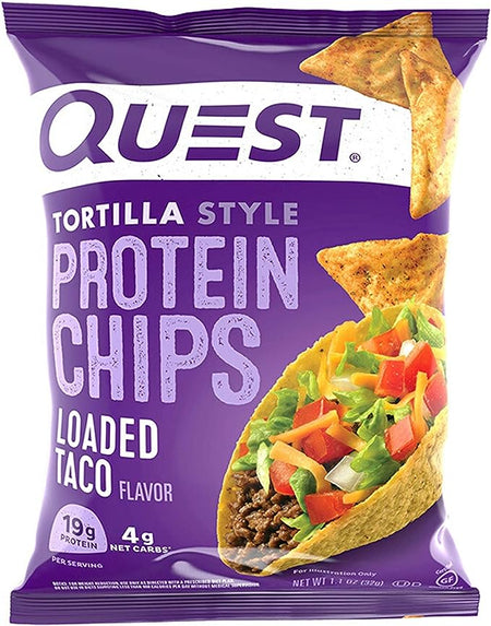 Quest Tortilla Style Protein Chips, Loaded Taco Flavor, 32g/1.1 oz. Bag {Imported from Canada}