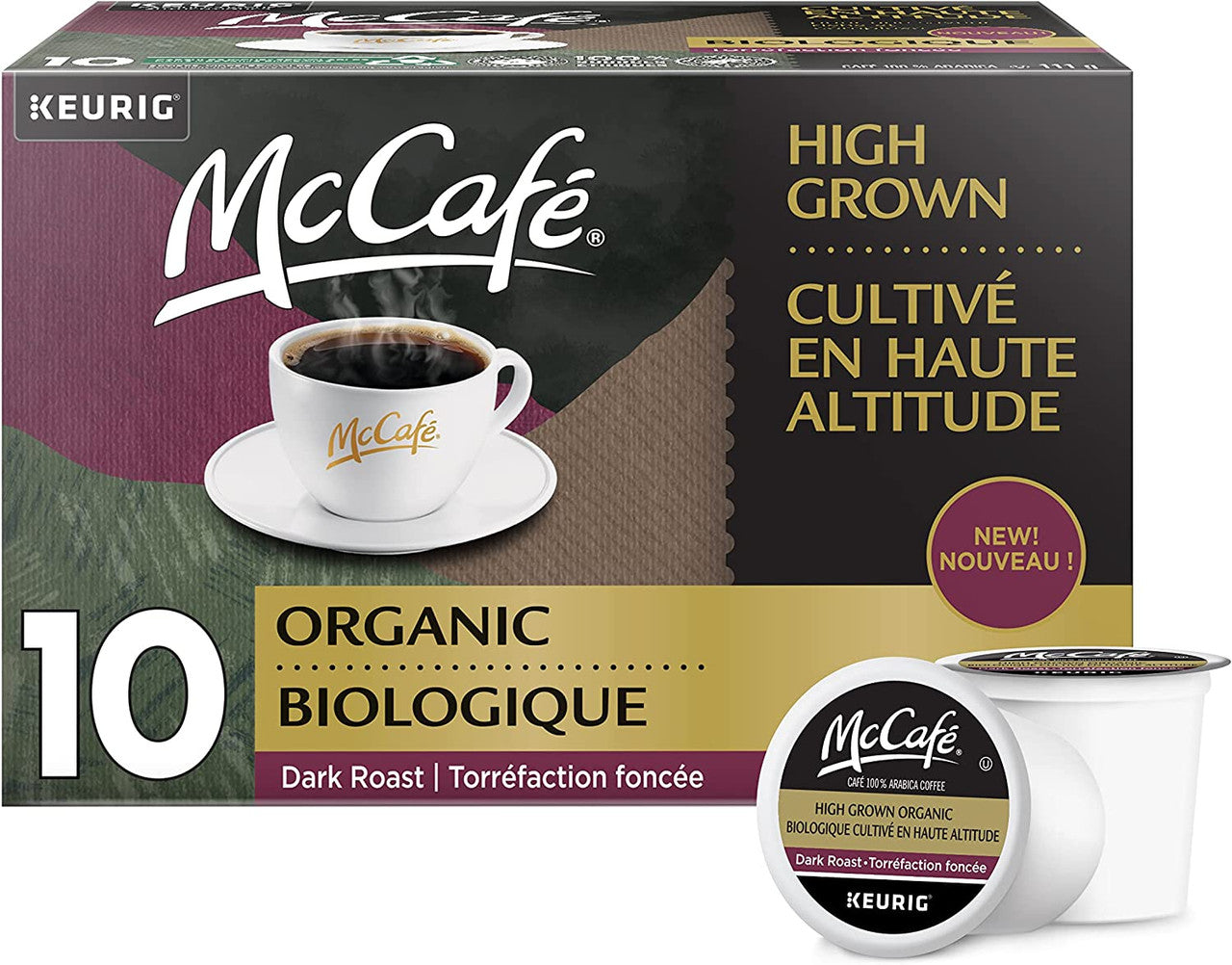 McCafé Organic Dark Roast Coffee, K-Cups, 10 Count, 111g/3.9 oz. Box {Imported from Canada}