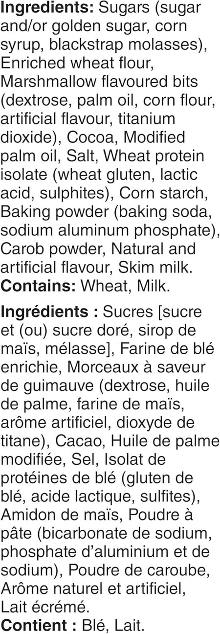 Ingredients label for Betty Crocker S'MORES Brownie Cookie Baking Mix 