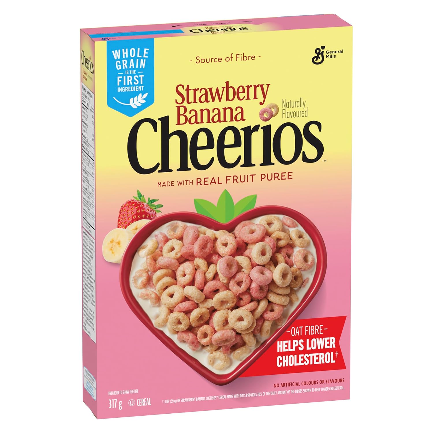 Cheerios Strawberry Banana Cereal, With Happy Hearts Shapes, 317g/11.1 oz