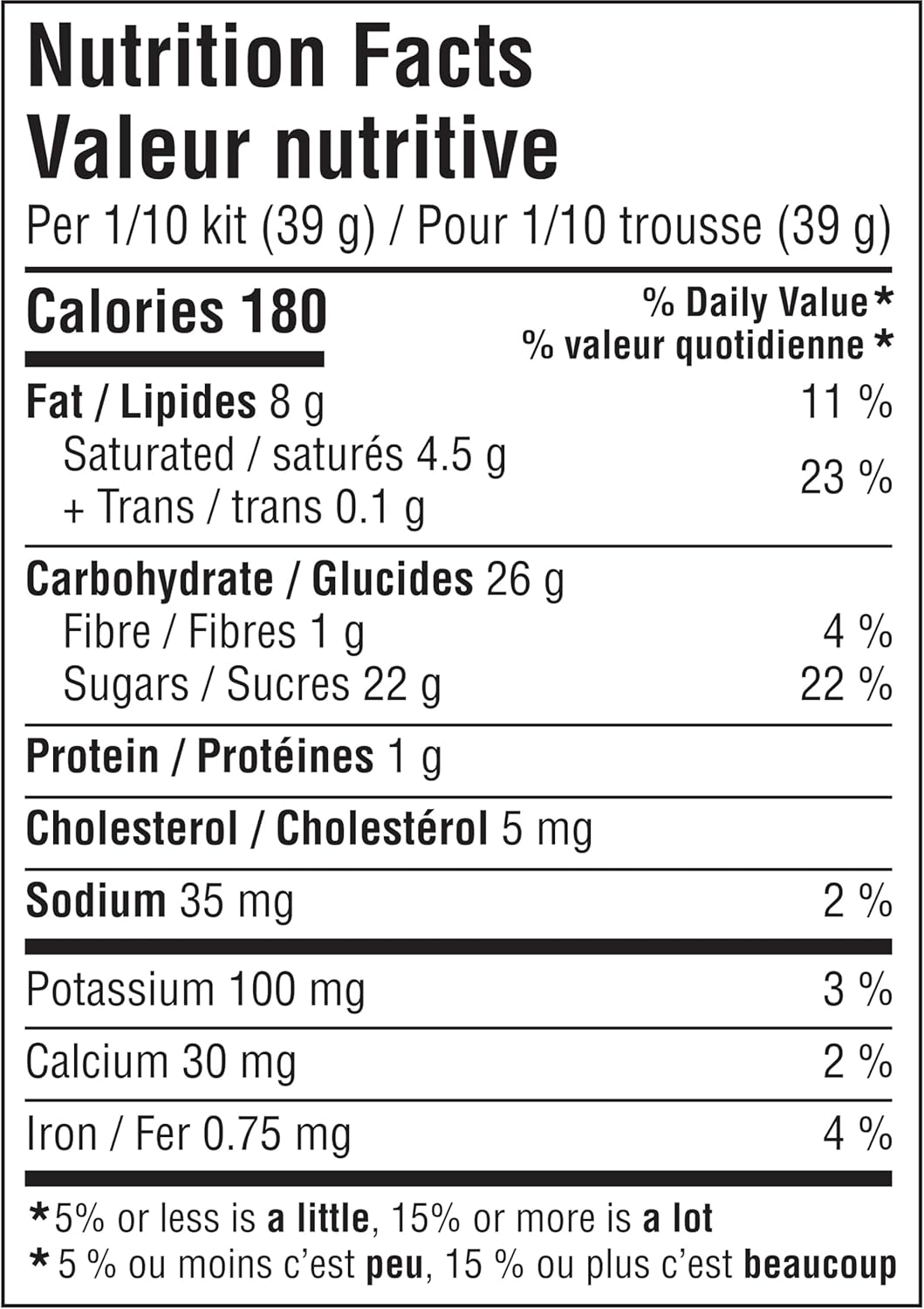 Nutrition facts label of Nestle Kit Kat Holiday Cabin Building Kit, 389g/13.7 oz., Box
