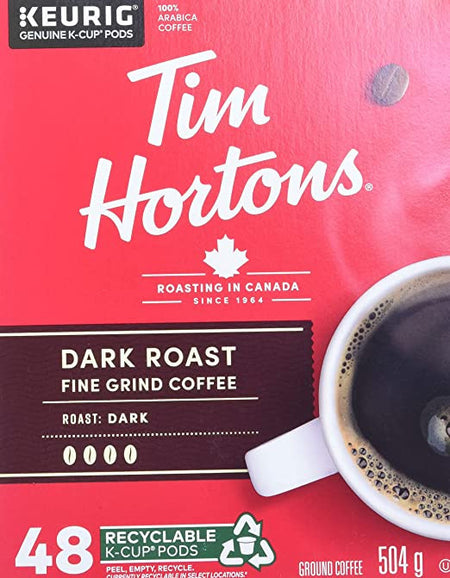 Tim Horton's Dark Roast Coffee, 48 Count K-cups {Imported from Canada}