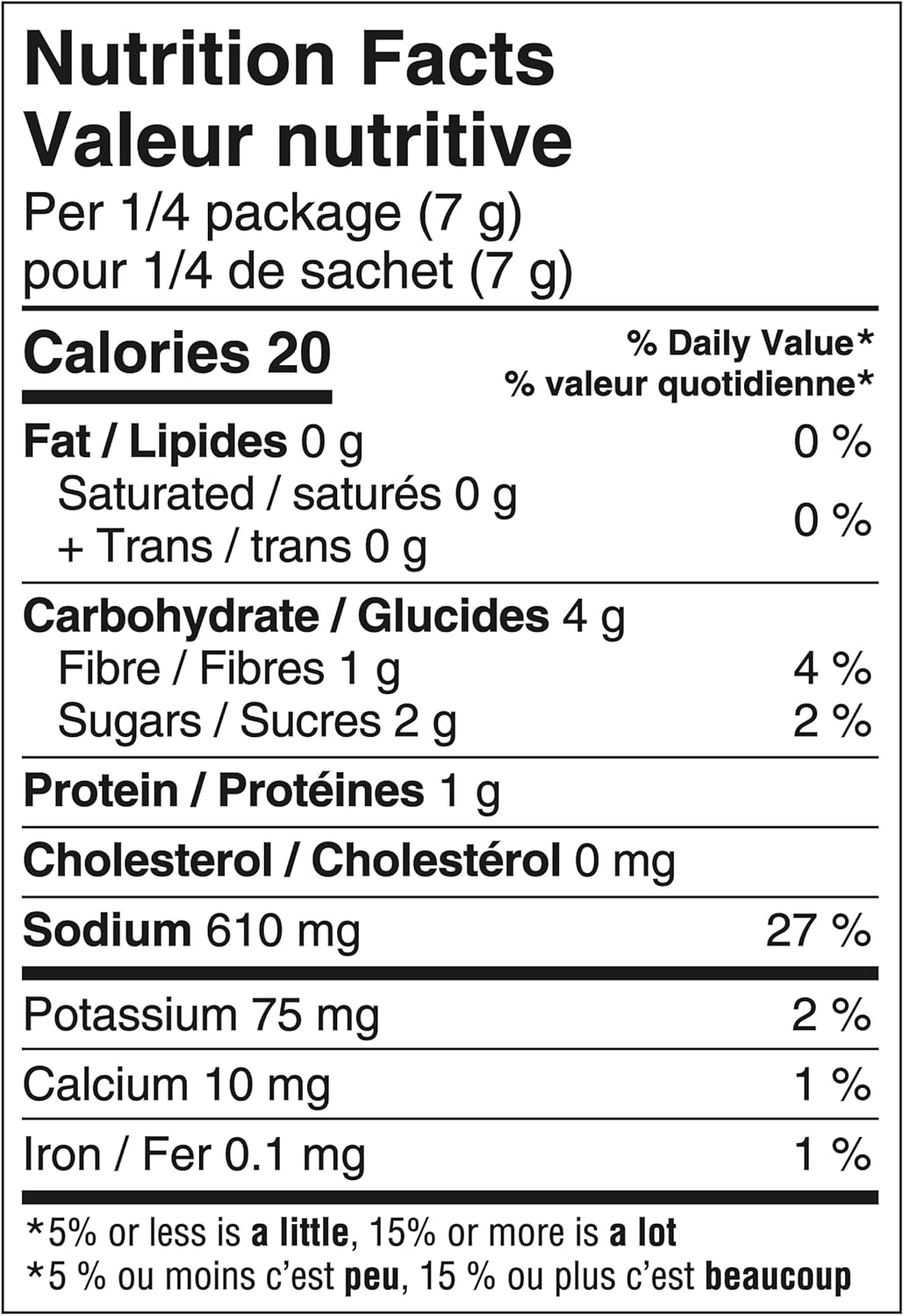 Knorr Recipe Onion Soup Mix 2 Pouches-56g/2oz. - Nutrition Facts Label