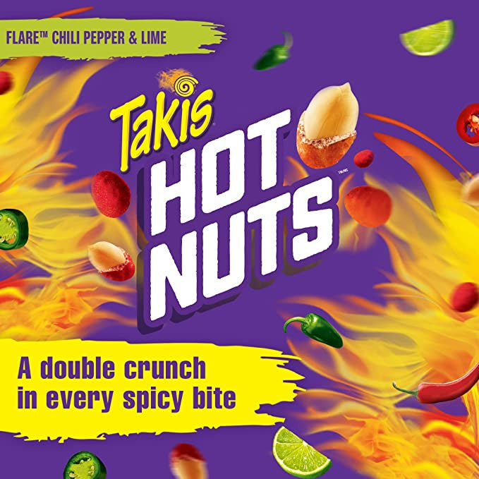 Takis Hot Nuts Flare, Double Crunch, Peanuts 90g/3.15 oz., 12pk {Imported from Canada}