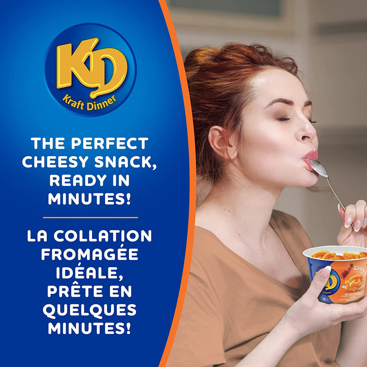 KD Kraft Dinner Spicy Buffalo Flavor Snack Cups, 58g/2 oz. 1 Cup (Imported from Canada)