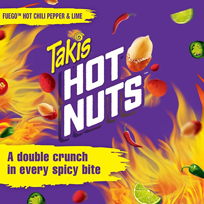 Takis Hot Nuts Fuego, Double Crunch, Peanuts 90g/3.15 oz., Bag, 12pk {Imported from Canada}