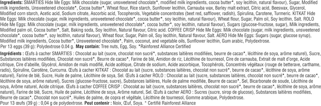 Nestle Assorted Hide Me Easter Eggs, Smarties, Coffee Crisp, Aero, KitKat & Rolo Chocolate 656g/23 oz. Bag