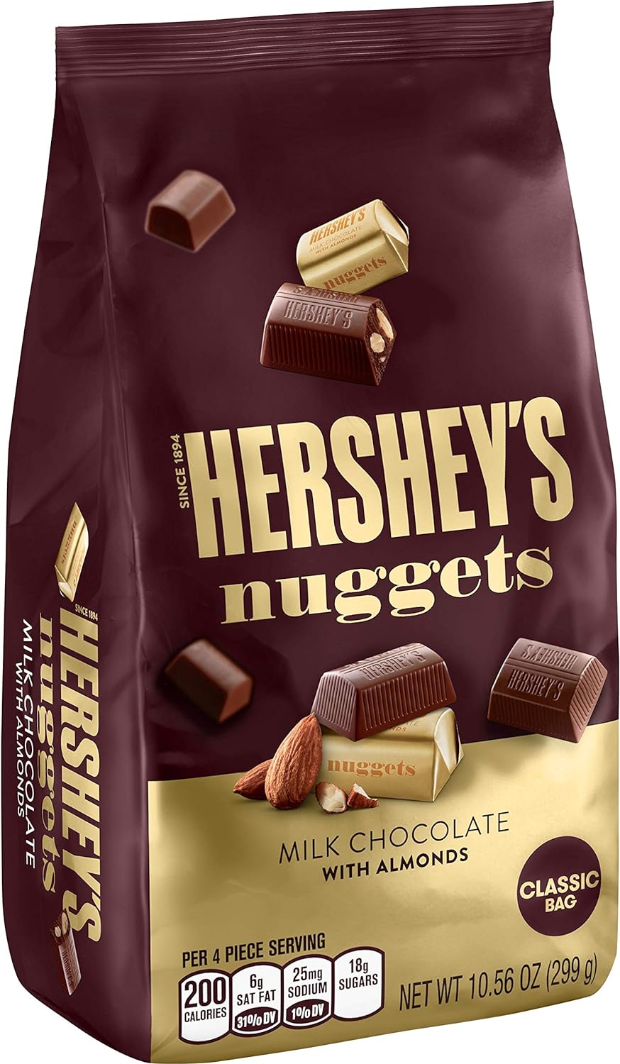 Hershey's Nuggets Almonds Collection, Milk Chocolate with Almonds, 630g/22 oz