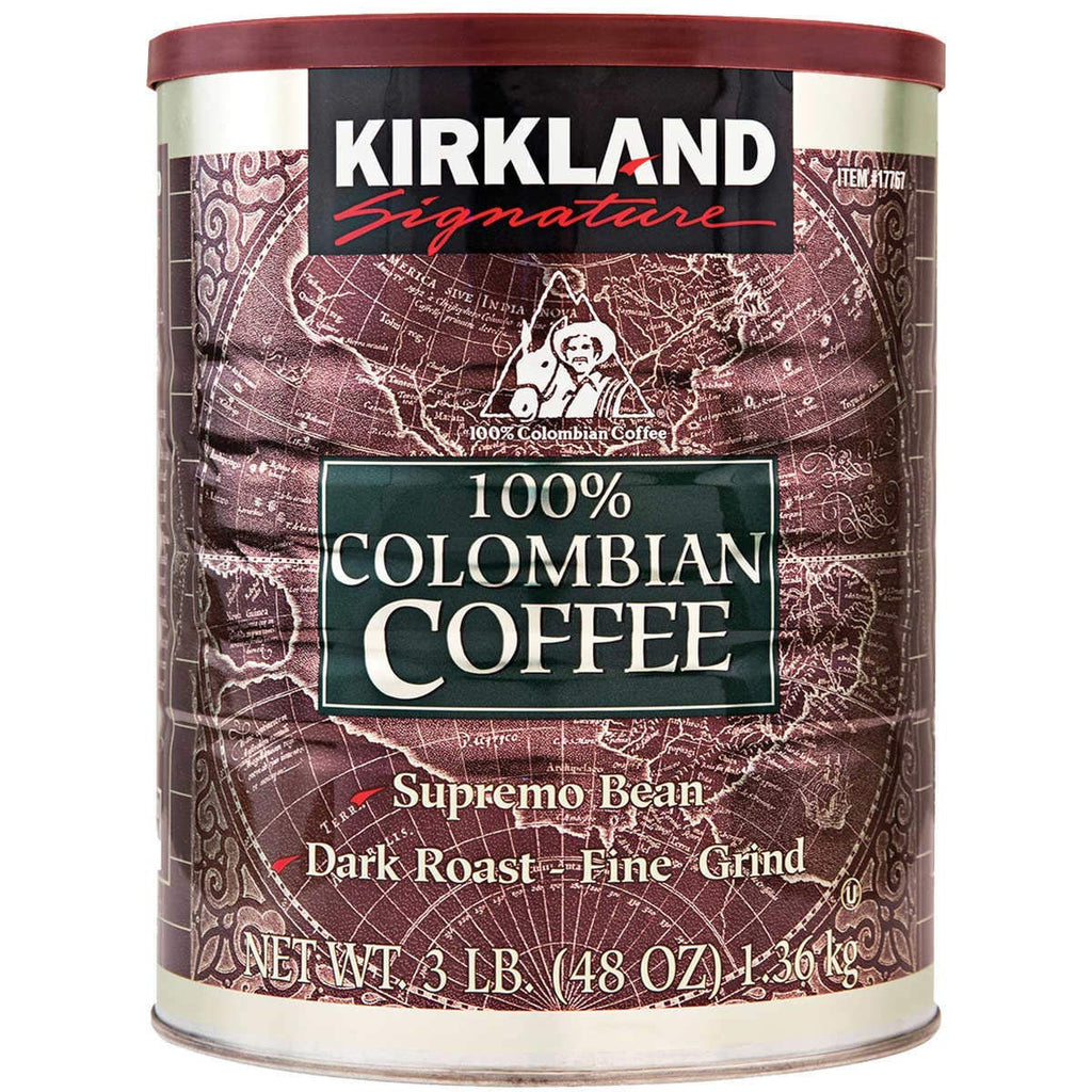 Kirkland 100% Colombian Supremo Dark Roast-Fine Grind Coffee 3lb. Can