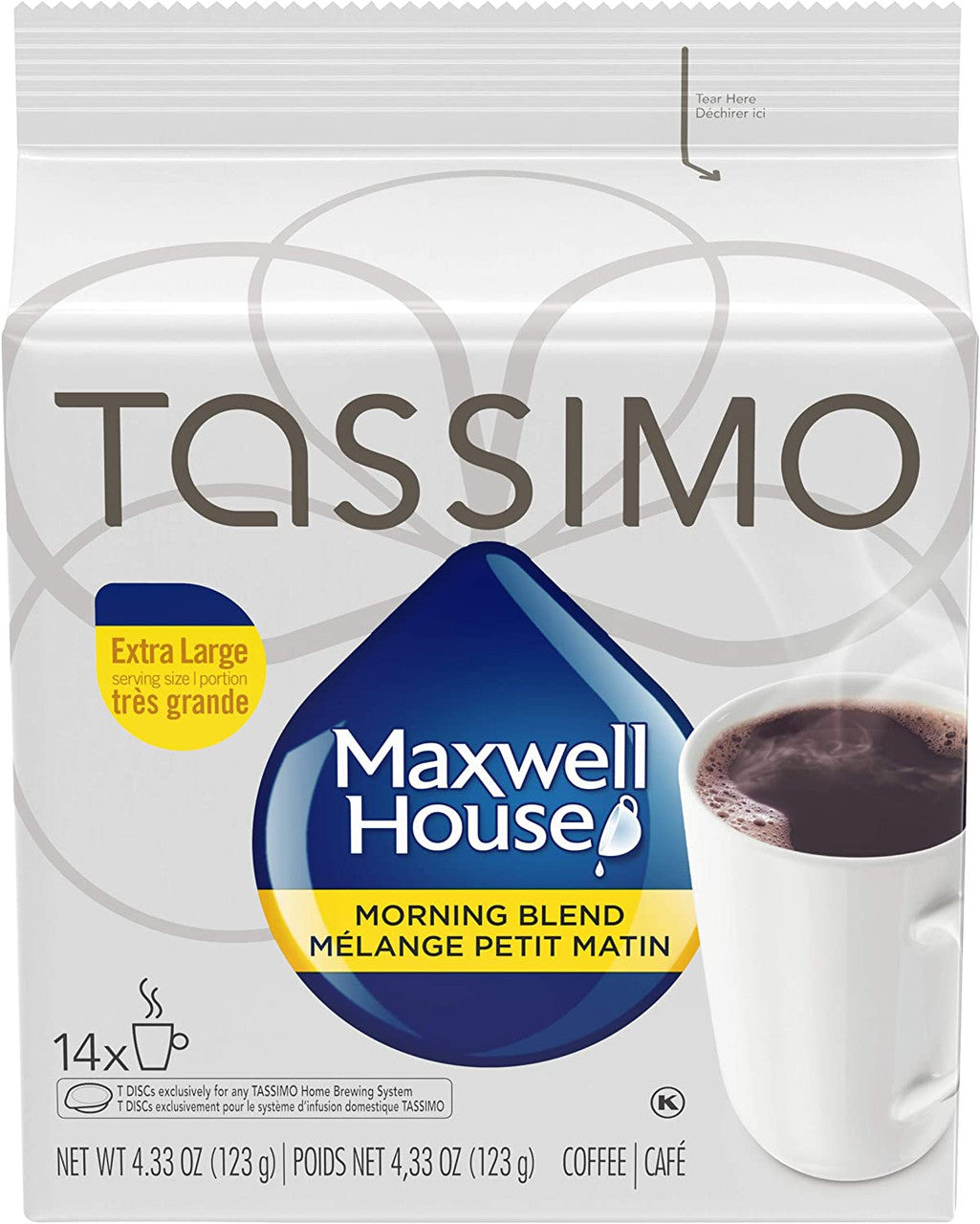 Tassimo Maxwell House Morning Blend Coffee, 70 T-Discs (5 Boxes of