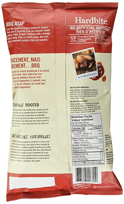 Hardbite Smokin' Sweet Spud, BBQ Flavored Sweet Potato Chips, 150g/5.3oz., {Imported from Canada}