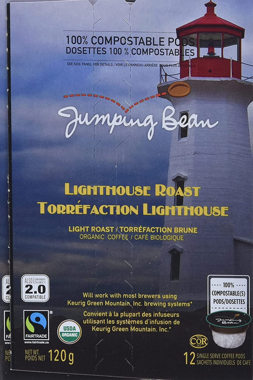 Jumping Bean Lighthouse Roast Coffee Keurig, 120g/4.2 oz., 12ct Box, {Imported from Canada}