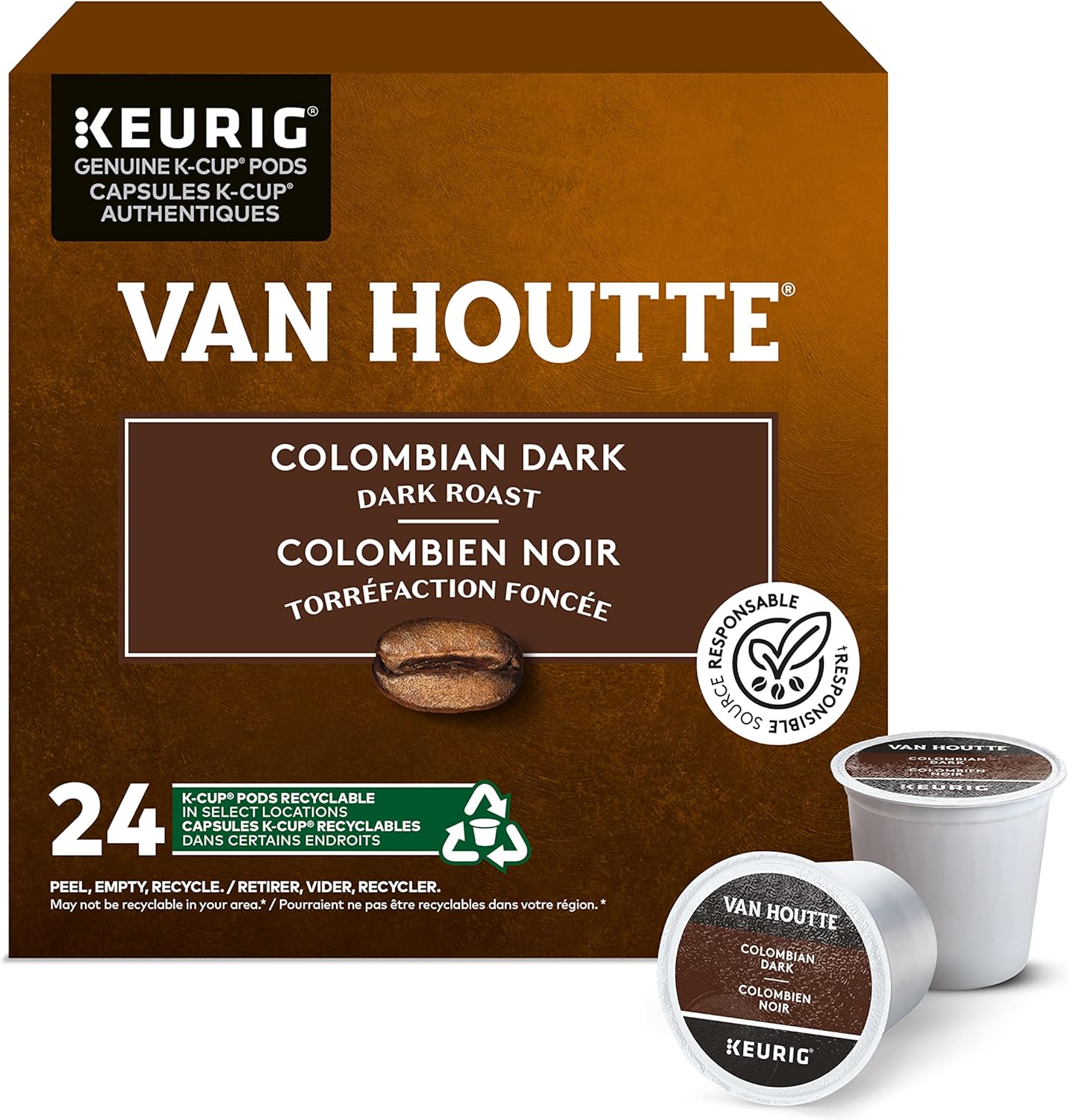 Van Houtte Colombian Dark Roast Coffee, 24 K-cups, 211g/7.4 oz. Box