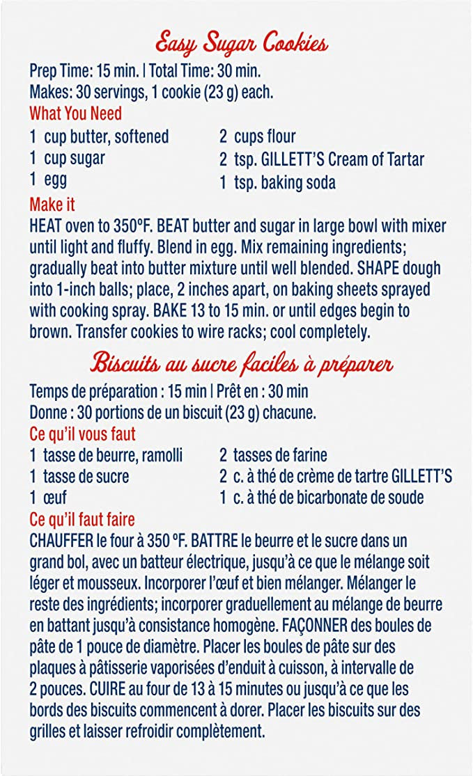 Gillett's Cream of Tartar, 113g/4 oz., {Imported from Canada}