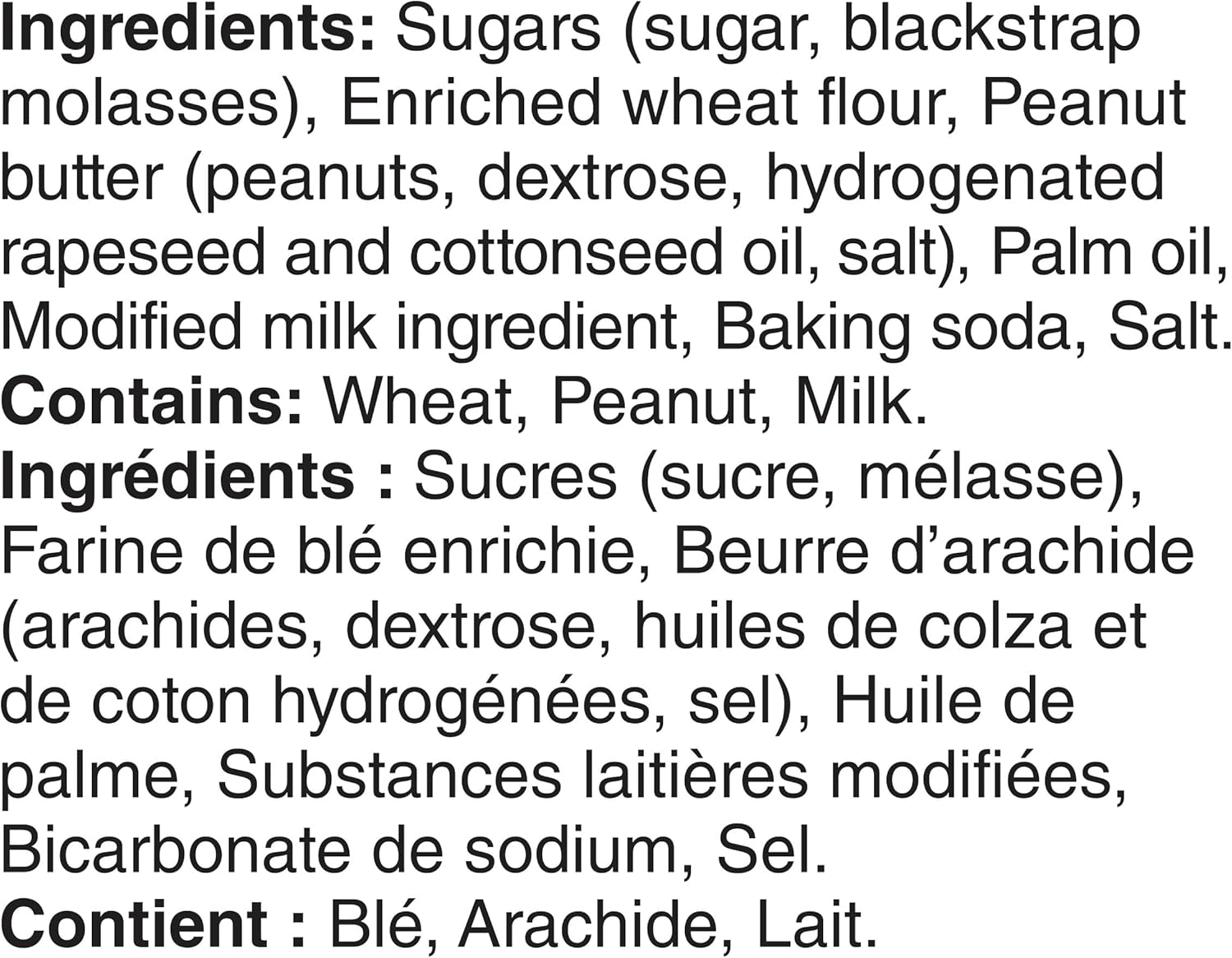 Betty Crocker Peanut Butter Cookie Mix - 204g (7.2 oz) - Ingredients Label