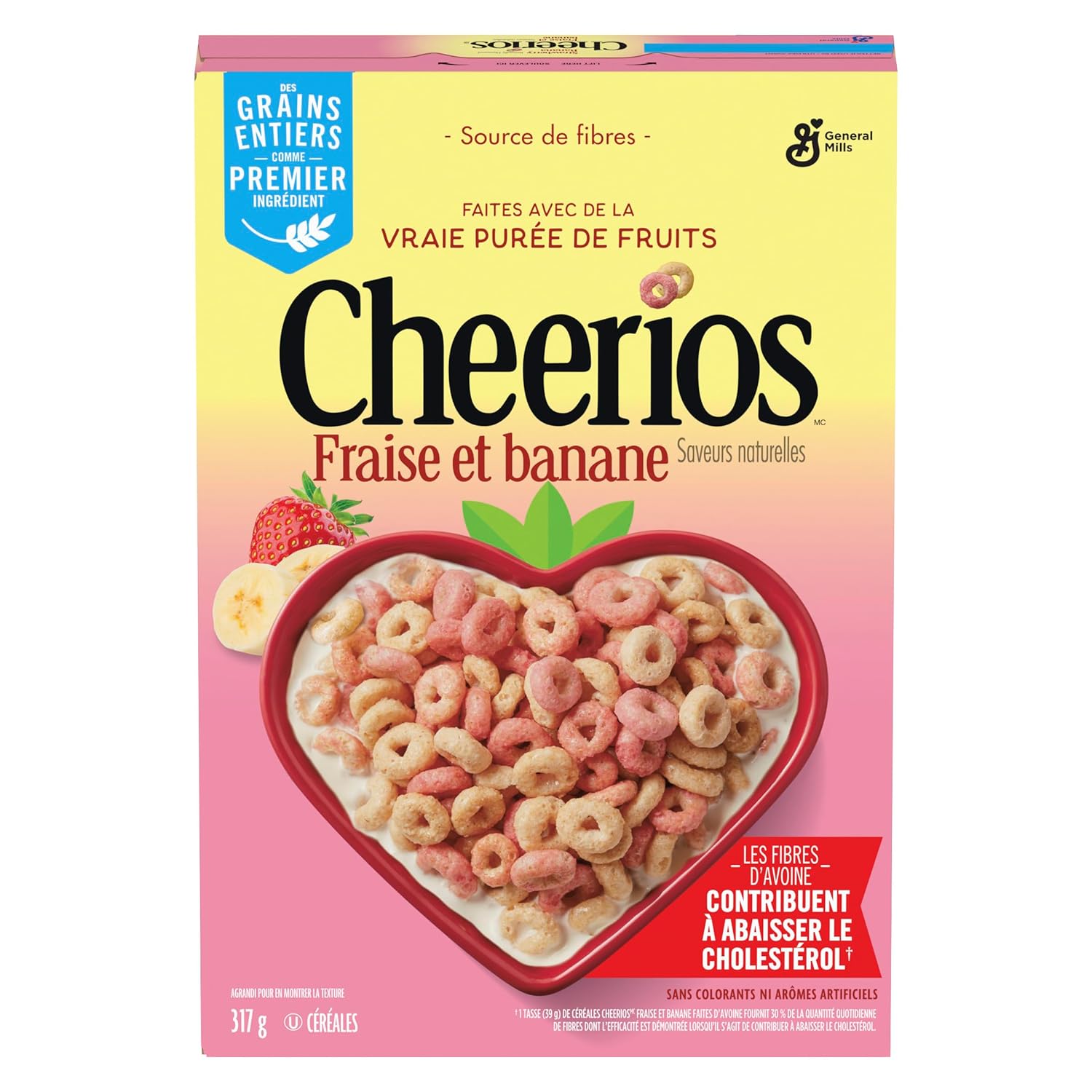 Cheerios Strawberry Banana Cereal, With Happy Hearts Shapes, 317g/11.1 oz