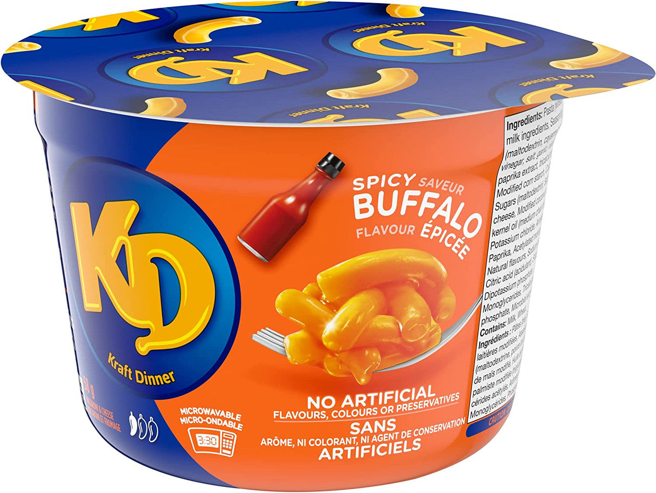 KD Kraft Dinner Spicy Buffalo Flavor Snack Cups, 58g/2 oz. 1 Cup (Imported from Canada)