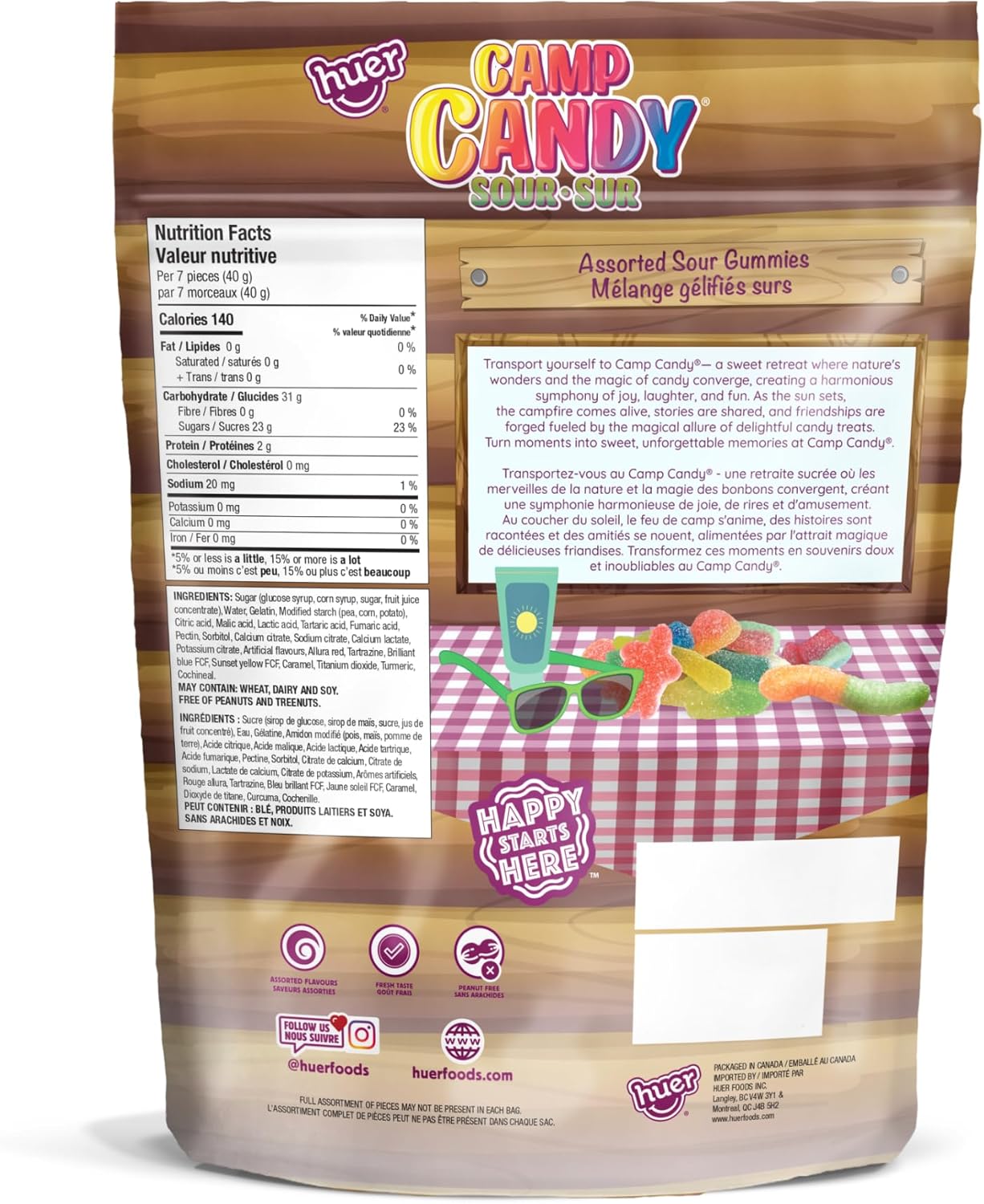 Huer Camp Candy Sour Gummies, 700g/25 oz - Back