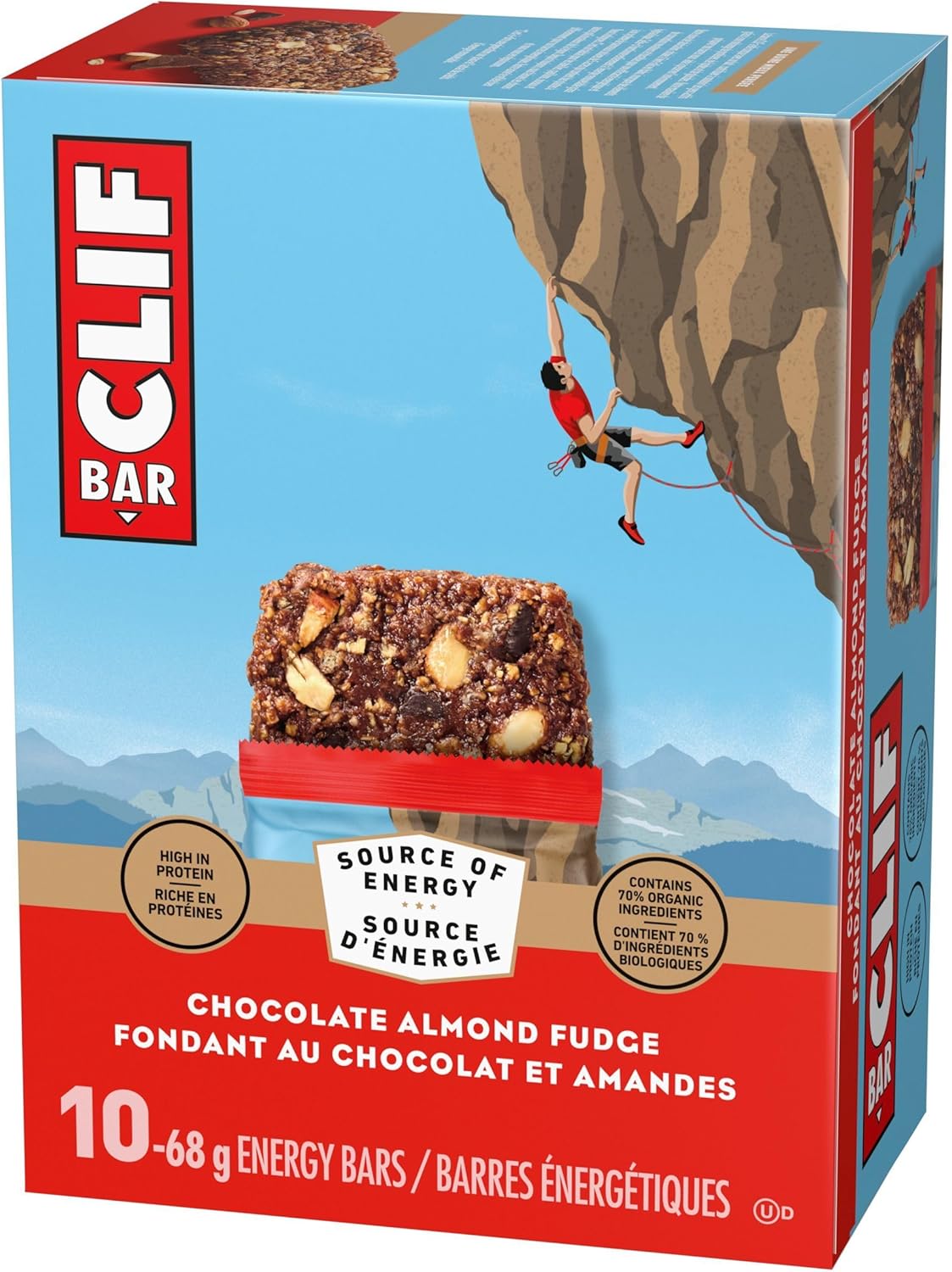 Clif Nutritional Supplement Energy Bars, Chocolate Almond Fudge Flavor, 10 Bars x 68g